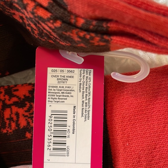 Orange & Brown Over the Knee Demask Socks - Picture 5 of 6